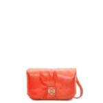 Loewe Women Mini Puffer Goya bag in shiny nappa lambskin 206XF326 Sunrise Orange