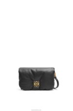 Loewe Women Mini Puffer Goya bag in shiny nappa lambskin 206XF413 Black
