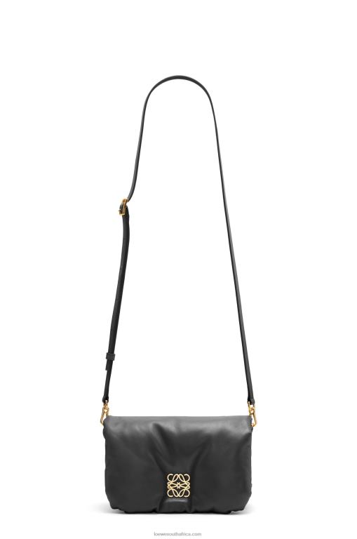 Loewe Women Mini Puffer Goya bag in shiny nappa lambskin 206XF413 Black - Image 7