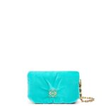 Loewe Women Mini Puffer Goya bag in velvet 206XF248 Caribbean Blue