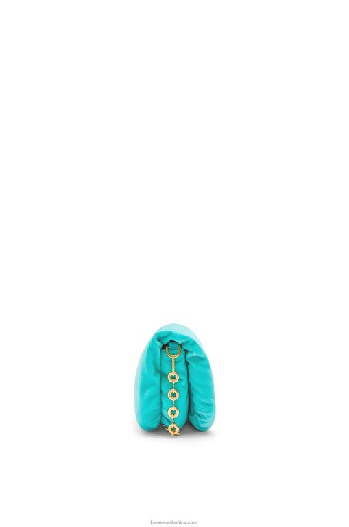 Loewe Women Mini Puffer Goya bag in velvet 206XF248 Caribbean Blue - Image 3