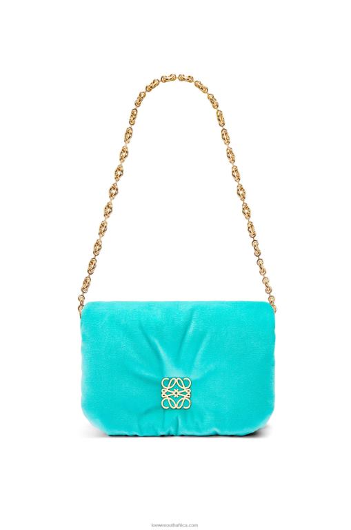 Loewe Women Mini Puffer Goya bag in velvet 206XF248 Caribbean Blue - Image 5