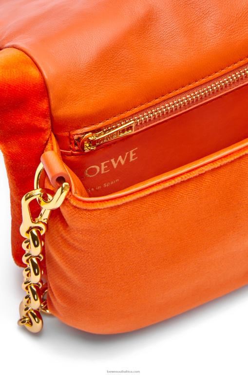 Loewe Women Mini Puffer Goya bag in velvet 206XF249 Coral Red - Image 6