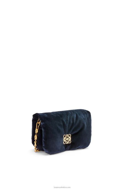 Loewe Women Mini Puffer Goya bag in velvet 206XF250 Dark Blue - Image 2