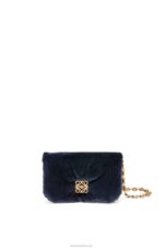 Loewe Women Mini Puffer Goya bag in velvet 206XF250 Dark Blue