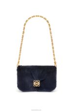 Loewe Women Mini Puffer Goya bag in velvet 206XF250 Dark Blue - Image 5