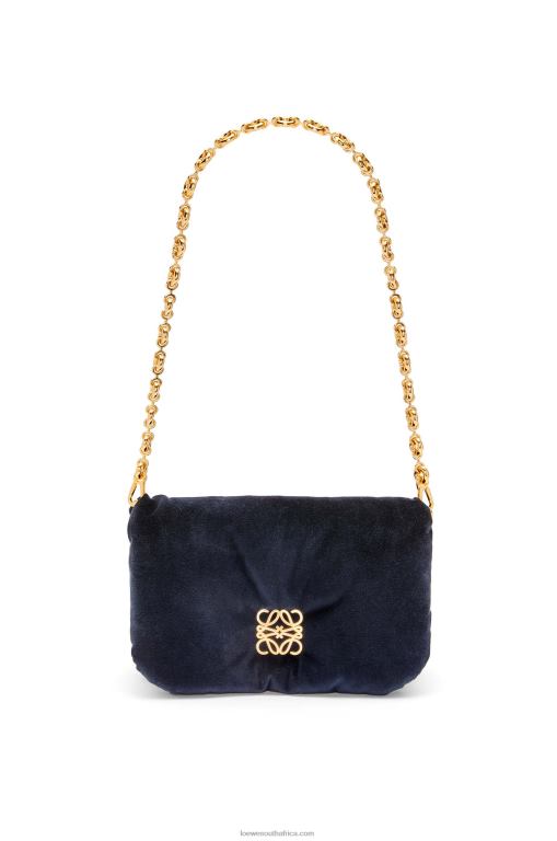 Loewe Women Mini Puffer Goya bag in velvet 206XF250 Dark Blue - Image 5