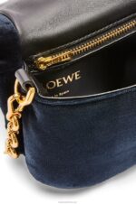 Loewe Women Mini Puffer Goya bag in velvet 206XF250 Dark Blue - Image 6