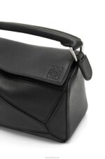 Loewe Women Mini Puzzle bag in classic calfskin 206XF200 Black - Image 9