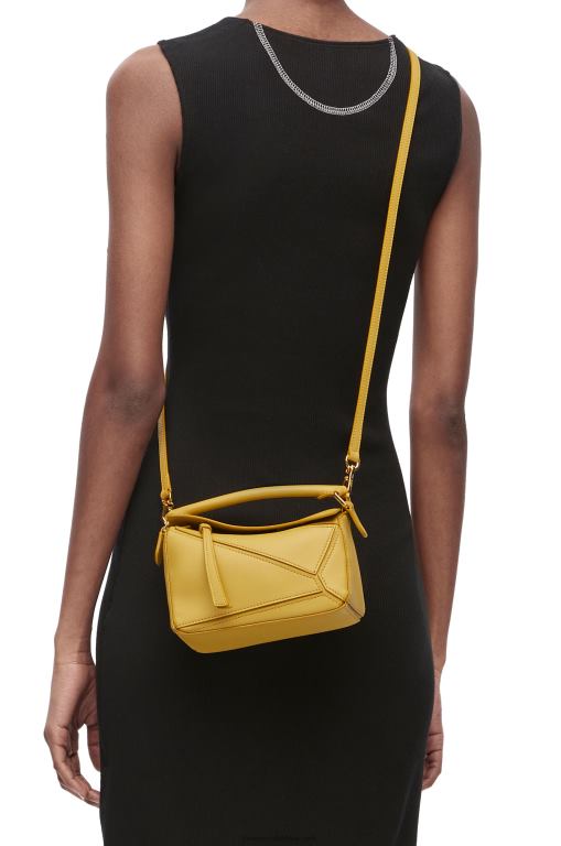 Loewe Women Mini Puzzle bag in classic calfskin 206XF201 Bright Ochre - Image 2