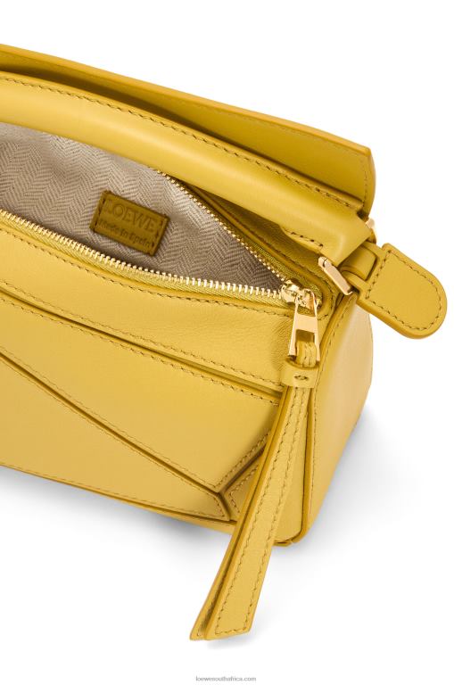 Loewe Women Mini Puzzle bag in classic calfskin 206XF201 Bright Ochre - Image 8