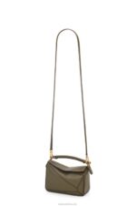 Loewe Women Mini Puzzle bag in classic calfskin 206XF202 Dark Khaki Green - Image 6