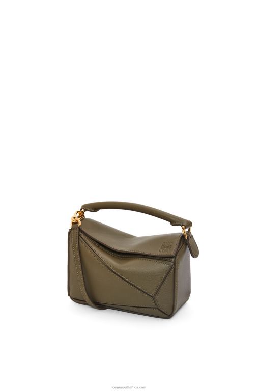Loewe Women Mini Puzzle bag in classic calfskin 206XF202 Dark Khaki Green - Image 1
