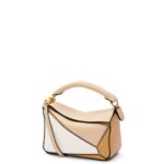 Loewe Women Mini Puzzle bag in classic calfskin 206XF233 Dusty Beige/Soft White