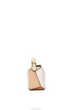 Loewe Women Mini Puzzle bag in classic calfskin 206XF233 Dusty Beige/Soft White - Image 3