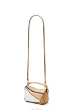 Loewe Women Mini Puzzle bag in classic calfskin 206XF233 Dusty Beige/Soft White - Image 5