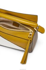 Loewe Women Mini Puzzle bag in classic calfskin 206XF277 Ochre/Soft White - Image 6