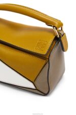 Loewe Women Mini Puzzle bag in classic calfskin 206XF277 Ochre/Soft White - Image 7