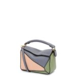 Loewe Women Mini Puzzle bag in classic calfskin 206XF284 Asphalt Grey/Nude