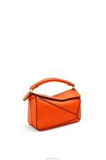 Loewe Women Mini Puzzle bag in classic calfskin 206XF285 Orange - Image 2
