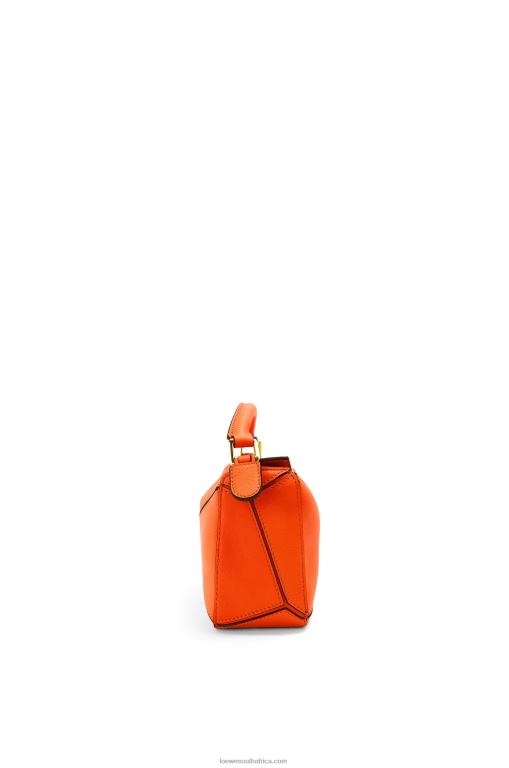 Loewe Women Mini Puzzle bag in classic calfskin 206XF285 Orange - Image 3