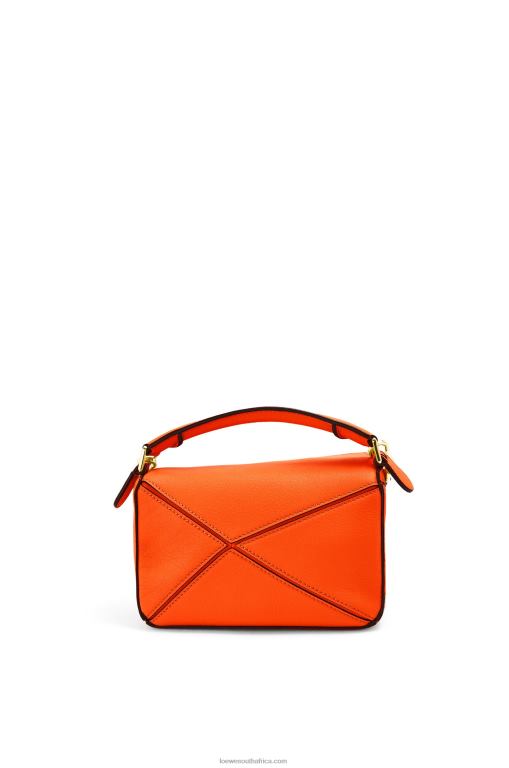 Loewe Women Mini Puzzle bag in classic calfskin 206XF285 Orange - Image 4
