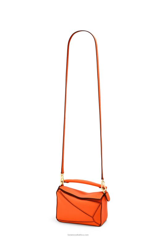 Loewe Women Mini Puzzle bag in classic calfskin 206XF285 Orange - Image 5