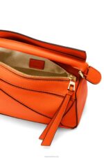 Loewe Women Mini Puzzle bag in classic calfskin 206XF285 Orange - Image 6