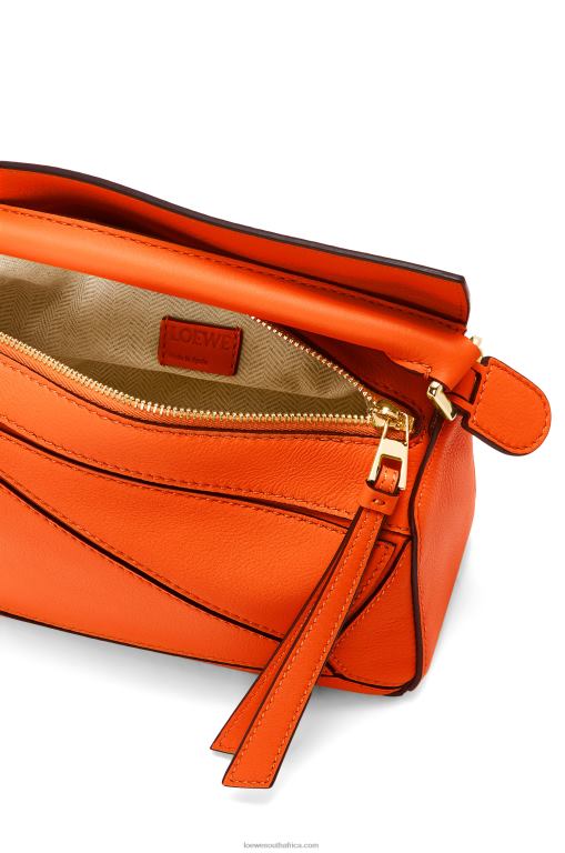 Loewe Women Mini Puzzle bag in classic calfskin 206XF285 Orange - Image 6