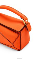 Loewe Women Mini Puzzle bag in classic calfskin 206XF285 Orange - Image 7