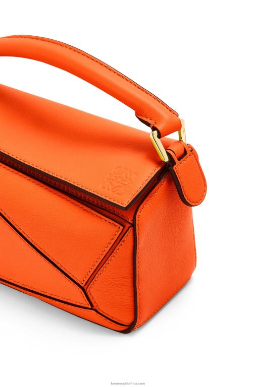 Loewe Women Mini Puzzle bag in classic calfskin 206XF285 Orange - Image 7