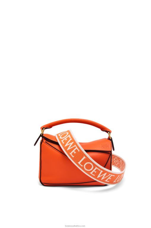 Loewe Women Mini Puzzle bag in classic calfskin 206XF285 Orange - Image 8