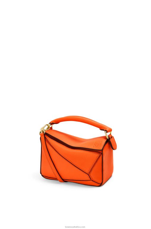 Loewe Women Mini Puzzle bag in classic calfskin 206XF285 Orange - Image 1
