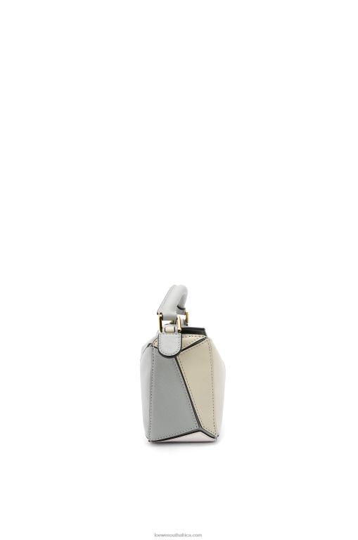 Loewe Women Mini Puzzle bag in classic calfskin 206XF288 Ash Grey/Marble Green - Image 3