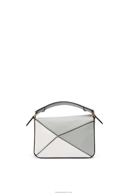 Loewe Women Mini Puzzle bag in classic calfskin 206XF288 Ash Grey/Marble Green - Image 4
