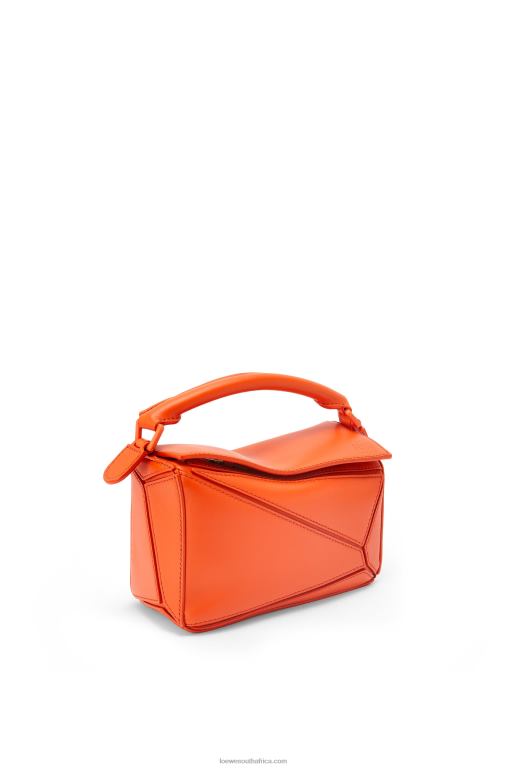 Loewe Women Mini Puzzle bag in satin calfskin 206XF271 Orange - Image 2