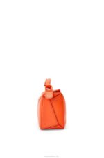 Loewe Women Mini Puzzle bag in satin calfskin 206XF271 Orange - Image 3