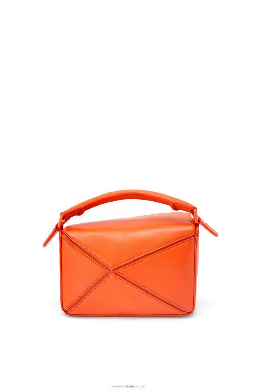 Loewe Women Mini Puzzle bag in satin calfskin 206XF271 Orange - Image 4