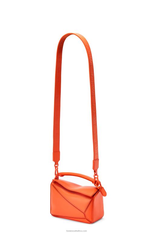 Loewe Women Mini Puzzle bag in satin calfskin 206XF271 Orange - Image 5