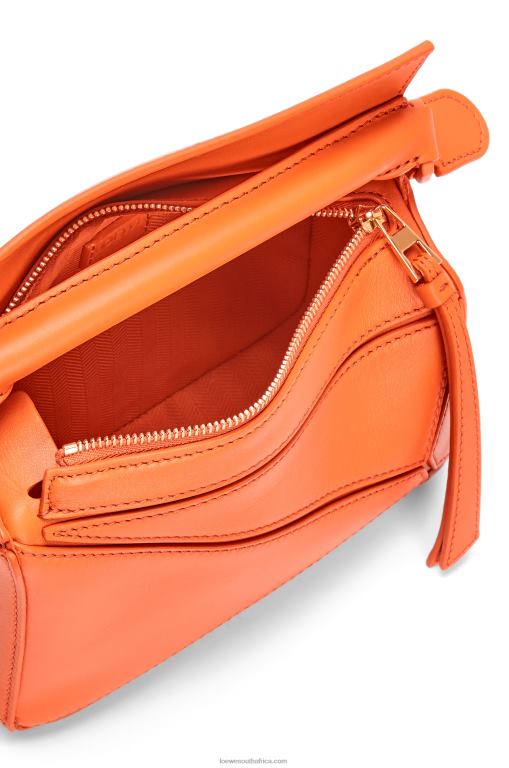 Loewe Women Mini Puzzle bag in satin calfskin 206XF271 Orange - Image 6