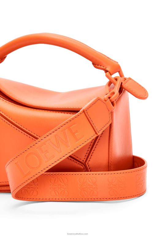 Loewe Women Mini Puzzle bag in satin calfskin 206XF271 Orange - Image 7