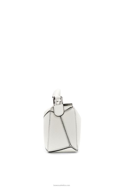 Loewe Women Mini Puzzle bag in soft grained calfskin 206XF203 Soft White - Image 4