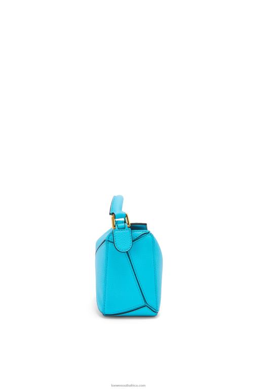Loewe Women Mini Puzzle bag in soft grained calfskin 206XF287 Cyan - Image 3