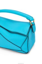 Loewe Women Mini Puzzle bag in soft grained calfskin 206XF287 Cyan - Image 7