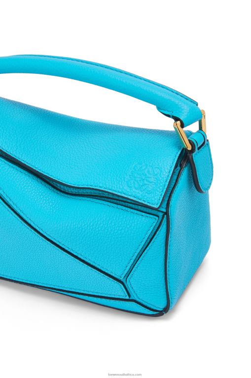 Loewe Women Mini Puzzle bag in soft grained calfskin 206XF287 Cyan - Image 7