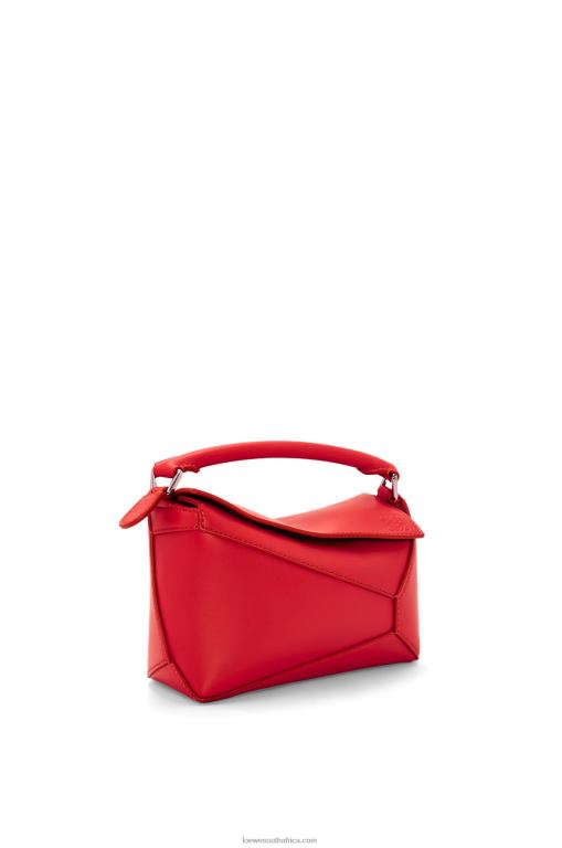 Loewe Women Mini Puzzle Edge bag in satin calfskin 206XF213 Red - Image 2