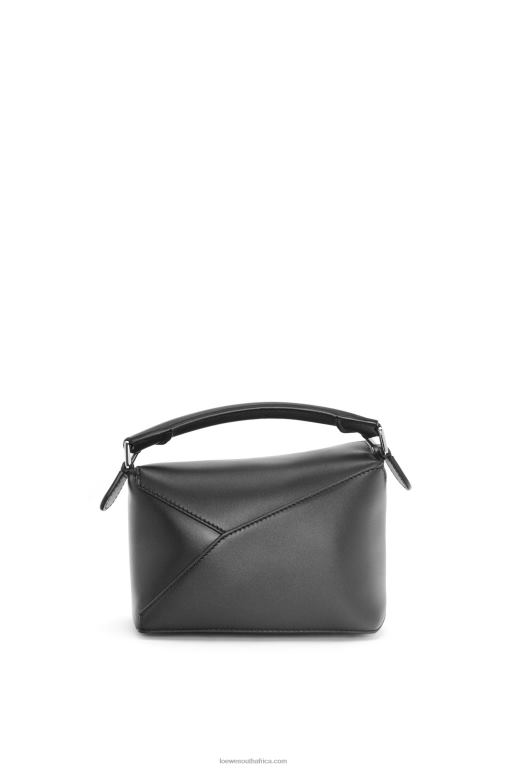 Loewe Women Mini Puzzle Edge bag in satin calfskin 206XF219 Black - Image 4