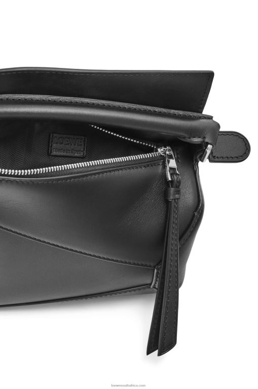 Loewe Women Mini Puzzle Edge bag in satin calfskin 206XF219 Black - Image 6