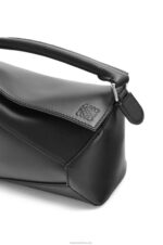 Loewe Women Mini Puzzle Edge bag in satin calfskin 206XF219 Black - Image 7