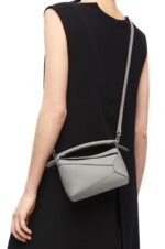Loewe Women Mini Puzzle Edge bag in soft grained calfskin 206XF198 Pearl Grey - Image 2